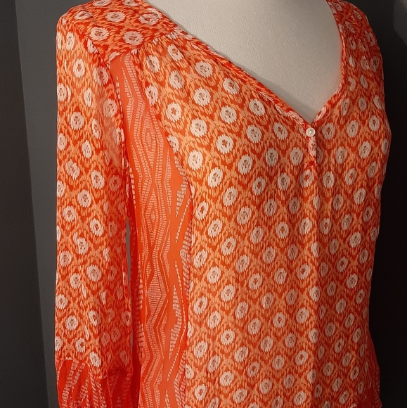 Lucky Brand Women's Caley Sheer Mixed Printed Top - Picture 9 of 14